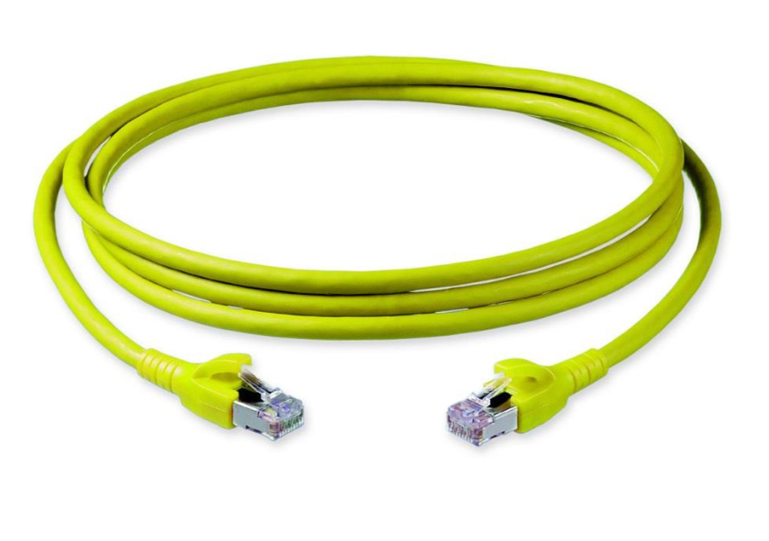 Corning Patchcord S/FTP flex/26L,Cat.6A,yellow,2xRJ45,4P,15m