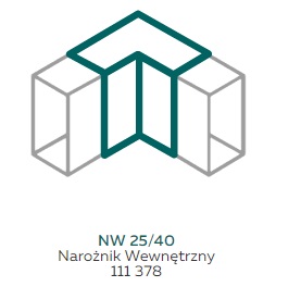 AKS Zielonka Narożnik wewnętrzny NW 25/40 biały