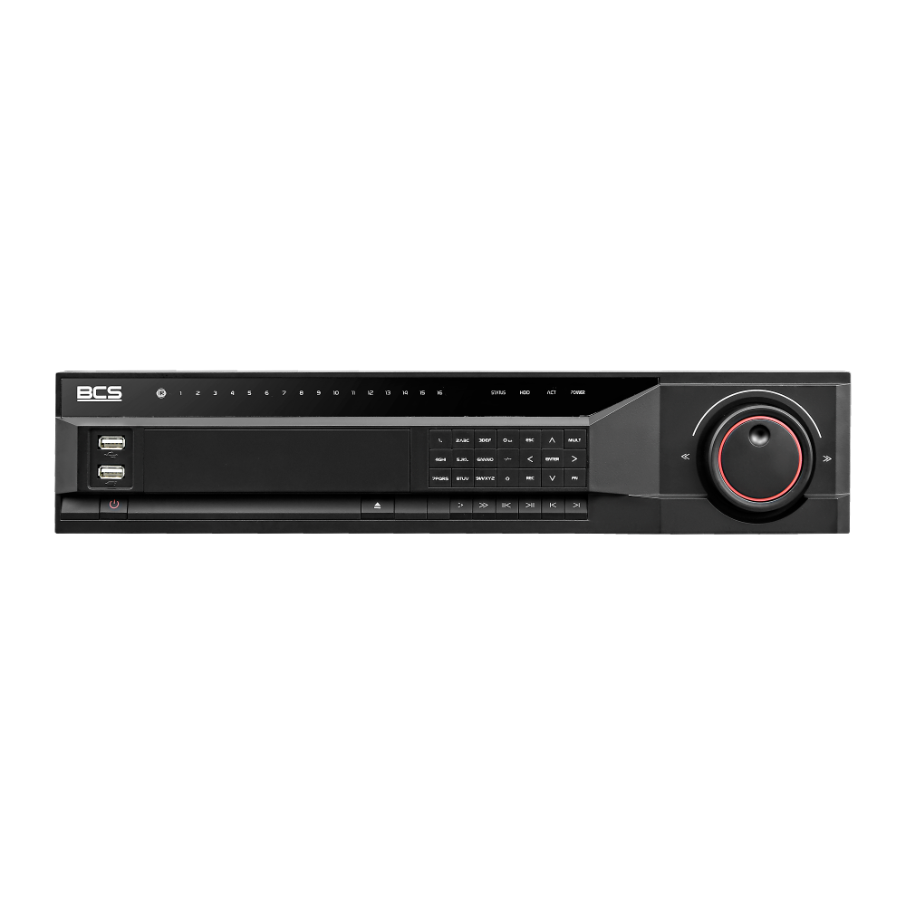 BCS Rejestrator 64 kanałowy, obsługiwana rozdzielczość kamer: 12 Mpx, 6 Mpx, 5 Mpx, 3 Mpx, 1080p, 1.3 Mpx, 720p, pasmo Bitrate: 320/320 Mbits, obsługa 8 HDD