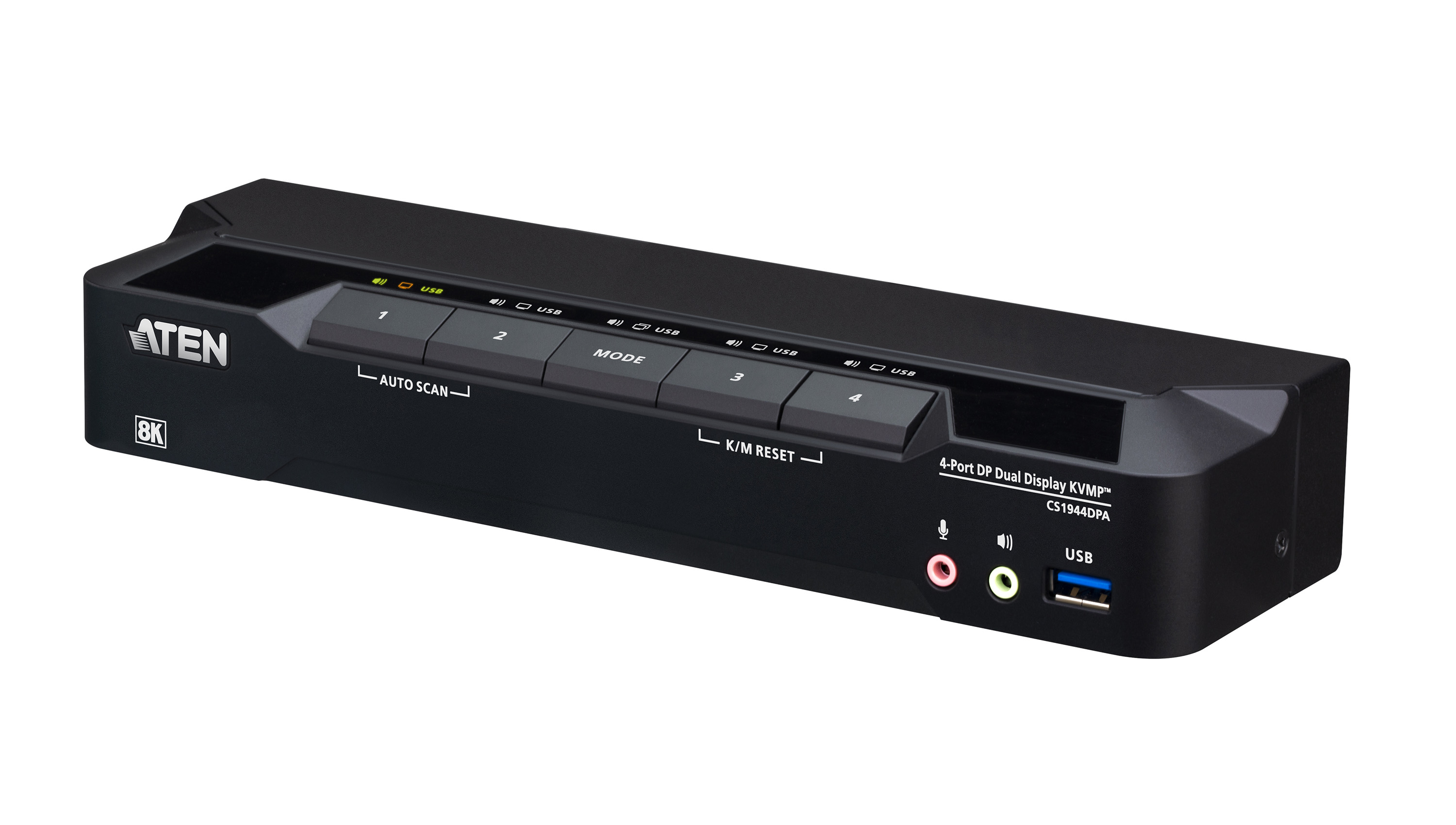 Aten Biurkowy przełącznik KVMP DisplayPort Dual-Display z 4 portami USB 3.0 8K 60Hz, 4K 120Hz