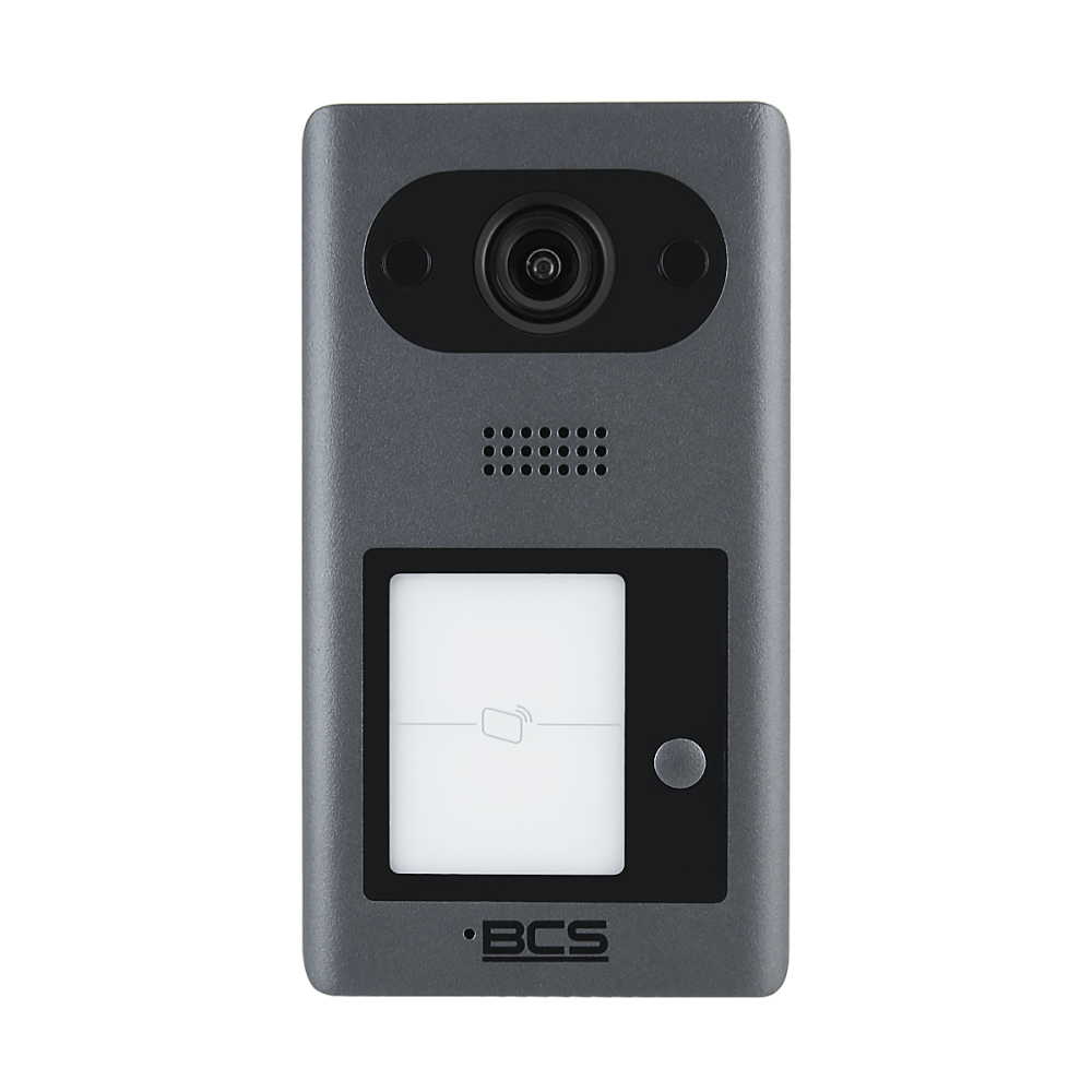 BCS Line Panel wideodomofonowy IP zewnętrzny, kamera 720p, jeden przycisk wywołujący, czytnik kart Mifare