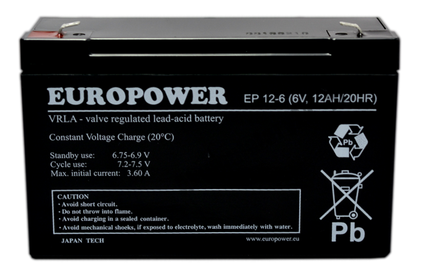 EUROPOWER Akumulator 6V EP12Ah żywotność: 6-9 lat