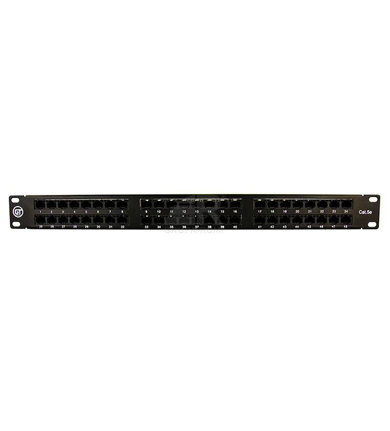 GT Networks Panel krosowy 19" 1U 48 gniazd RJ45 kat. 5e nieekranowanych UTP z półką czarny