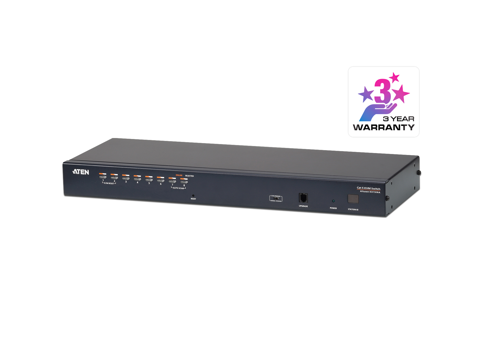 Aten Rackowy przełącznik KVM  1/8 port Kat.5 stackowalny