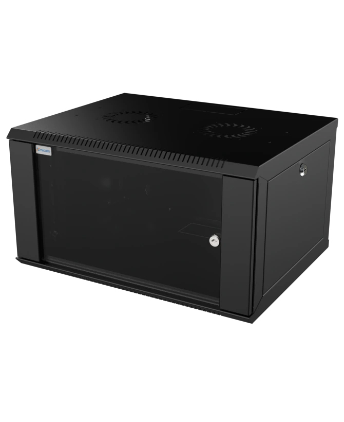 MIRSAN Szafa wisząca WTC COM-BOX 19” 6U 565/450mm (jednoskrzydłowe drzwi szklane) czarna