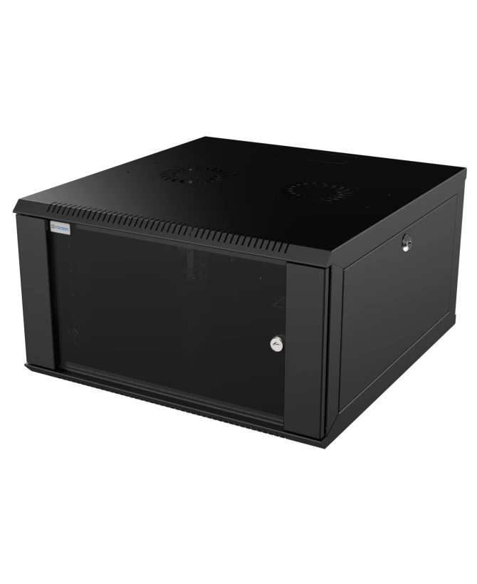 MIRSAN Szafa wisząca WTC COM-BOX 19” 6U 565/600mm (jednoskrzydłowe drzwi szklane) czarna