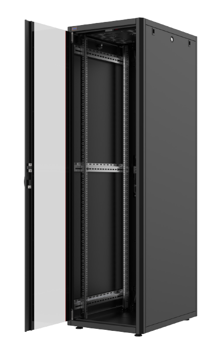 MIRSAN Szafa teleinformatyczna GTN 19” 42U 600/1000mm (przód jednoskrzydłowe drzwi perforowane 63%; tył jednoskrzydłowe drzwi perforowane 63%) czarna