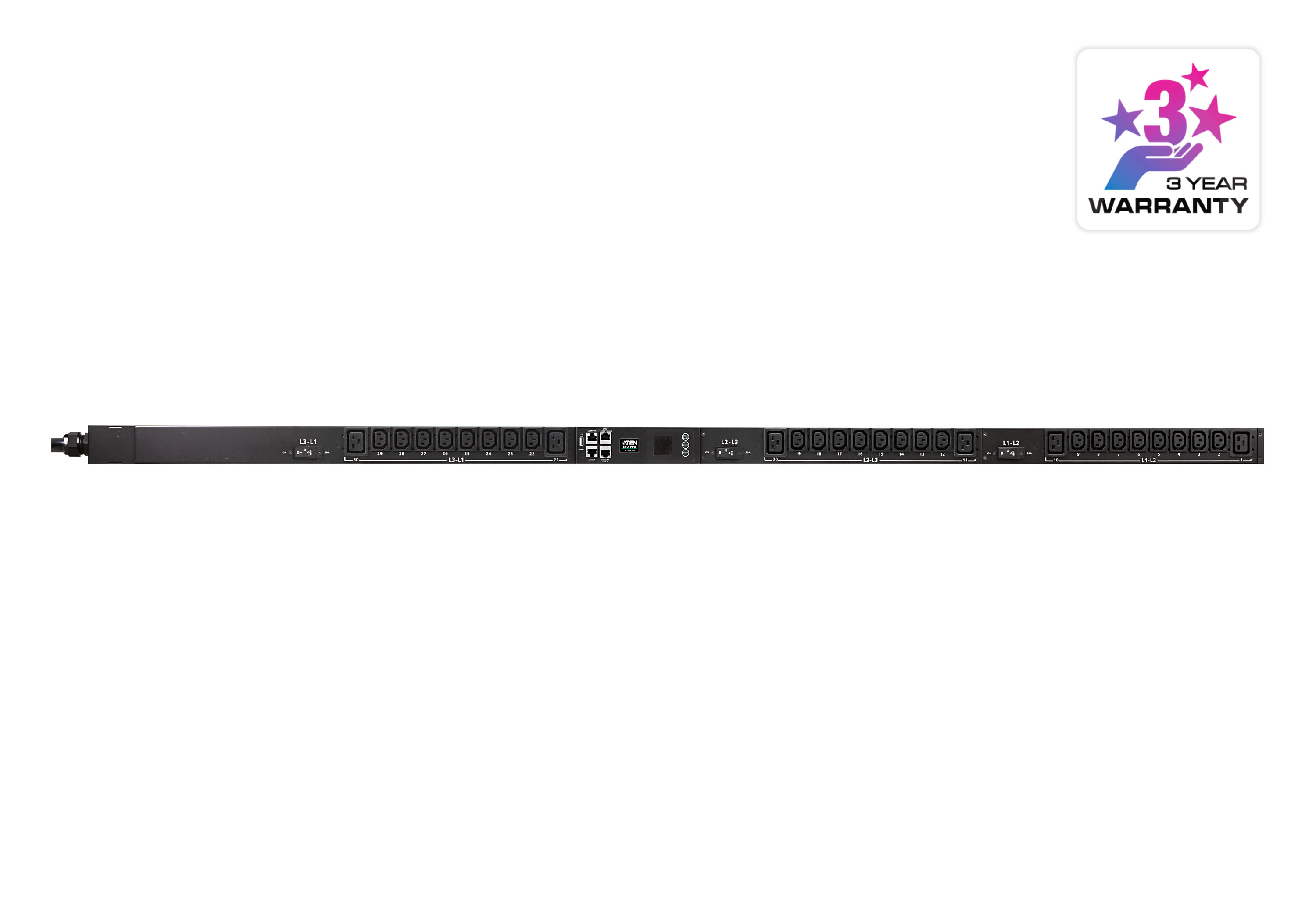 Aten Listwa PDU 3f 400V 22kW 6xC19 24xC13 32A  z pomiarem listwy